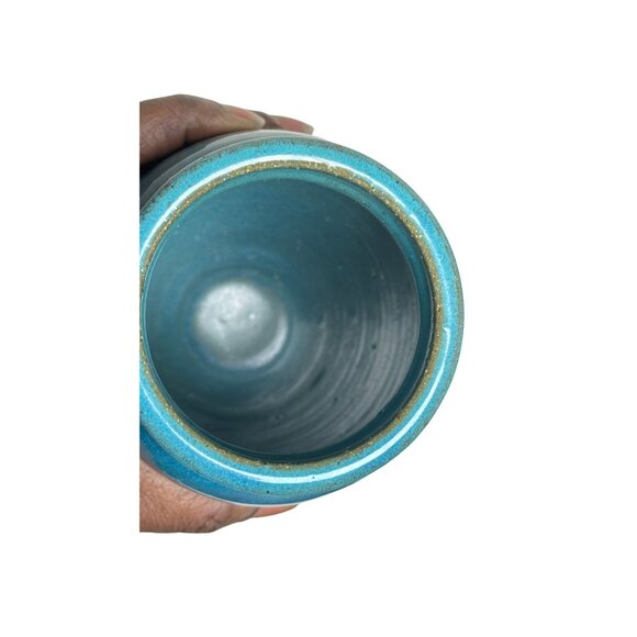 Handmade Blue Ceramic Vase – Signed Artisan Pottery, Wheel-Thrown Stoneware Vase - Picture 3 of 8